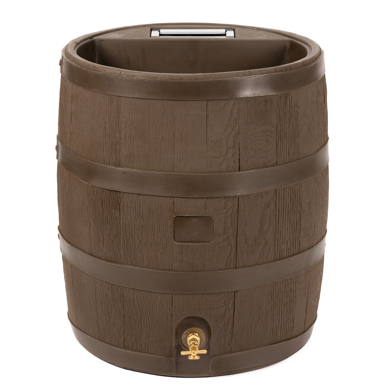 35 Gallon Mud Plastic Rain Barrel with Brass Spigot