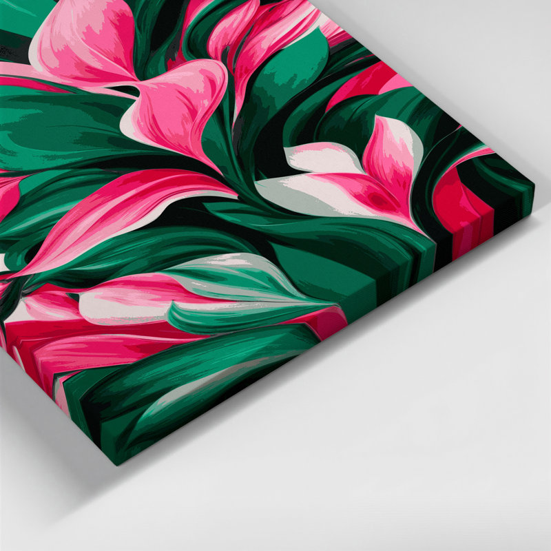 «Abstract Florals 64», art mural sur toile verte, H 18 po x l 12 po