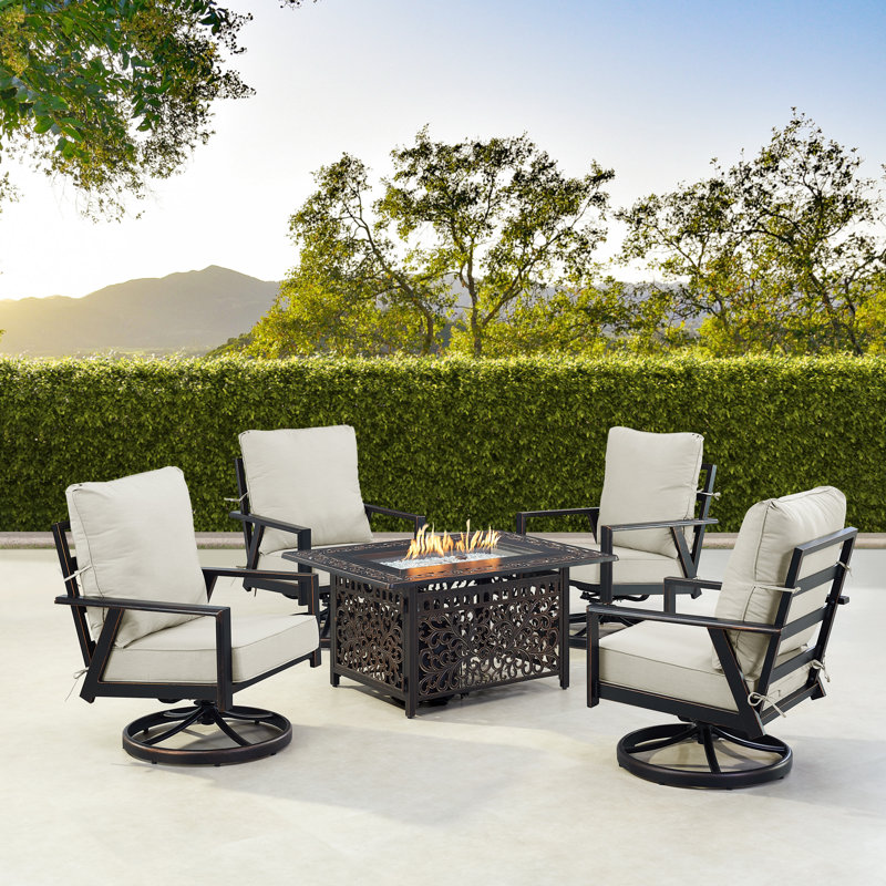Tianyi 4 - Person Patio Conversation Set with Cushions, Light Grey