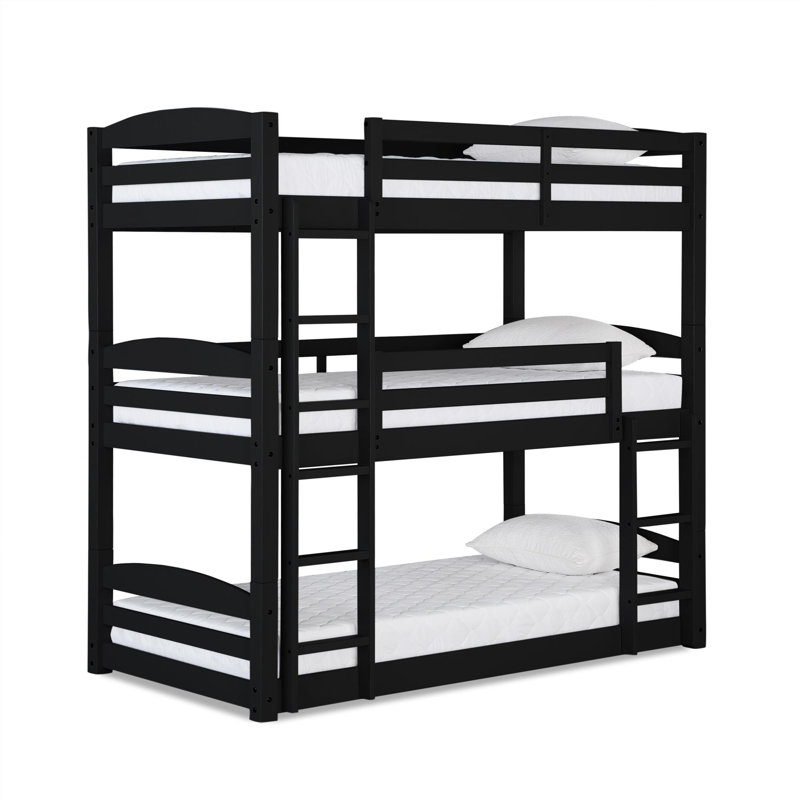 Cvyatko Twin over Twin Triple Bunk Bed, Black