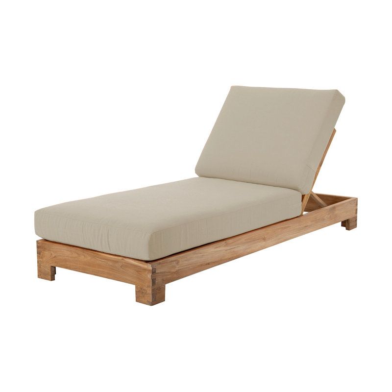 2 chaises longues d'extérieur en teck Pacific, Brun clair