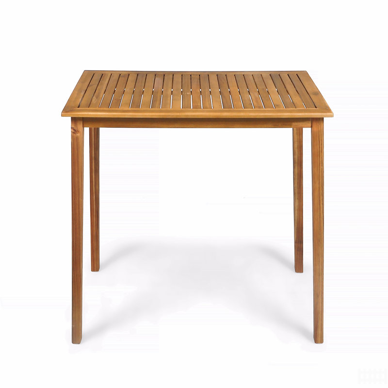 Outdoor Minimalist Acacia Wood Rectangle Bar Table, Teak