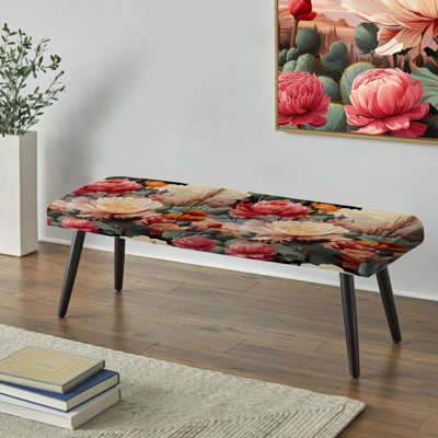 Motif floral multicolore Desert Bloom - Banc rembourré floral noir