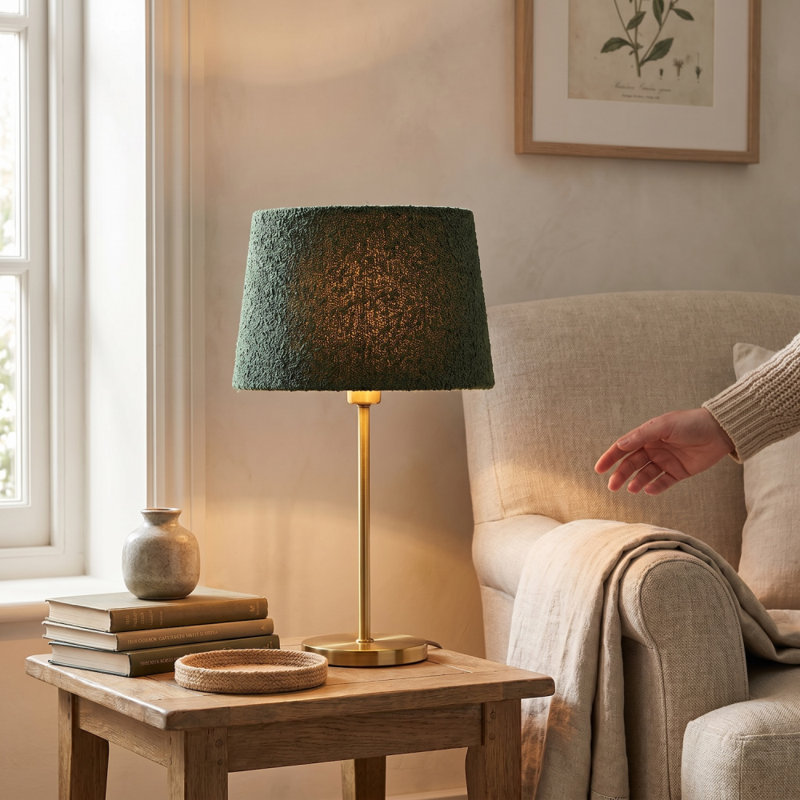 20 cm H Round Wool Lamp Shade ( No Direct Attachment Method ) in Green