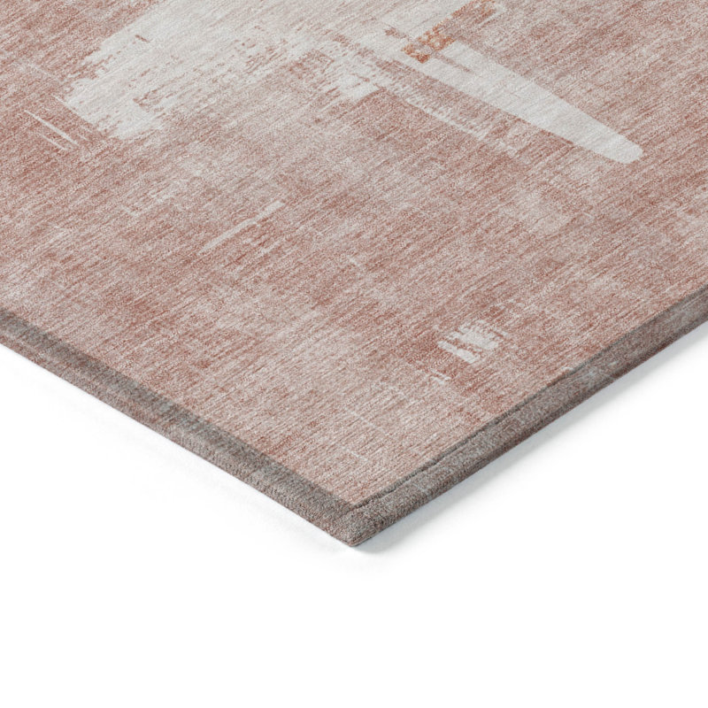 Tapis intérieur lavable abstrait 10 pi x 14 pi mauve