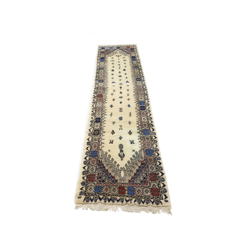 Cream Tribal 2X11 Handmade Oriental Runner Rug