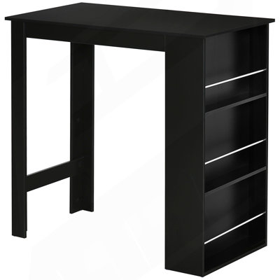 Table de bar moderne, table de salle à manger à hauteur de comptoir avec 3 tablettes de rangement