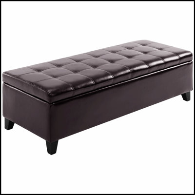 51" Ottoman Storage Bench, Faux Leather Storage Chest with Lift Top, Tufted Ottoman with Storage for Living Room, Entryway