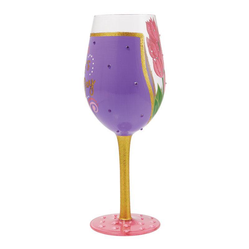 Verre à vin peint à la main 15 oz Lolita