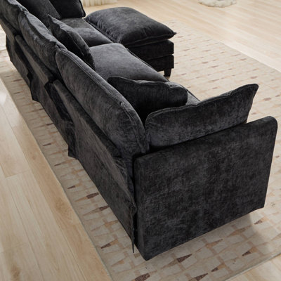 Cloud Sofa two Seats (the cushion on the armrest not included), Modern Sectional Couch, for Apartment, Comfy Double Layer Upholstered Seat Cushion, Breathable Chenille Fabric