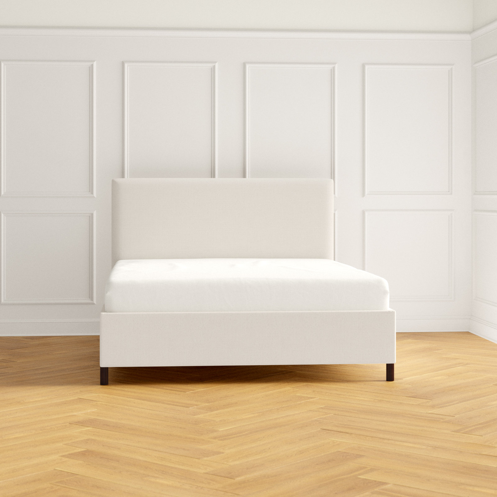Eisley Cotton Upholstered Bed, Queen, White Performance Twill