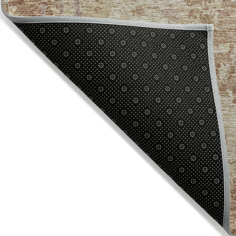 Tapis intérieur lavable abstrait cuivré et beige 9 pi x 12 pi