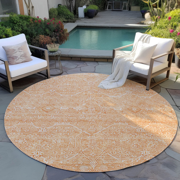 Machine Washable Indoor/Outdoor Claudian ACN1224 Salmon Rug