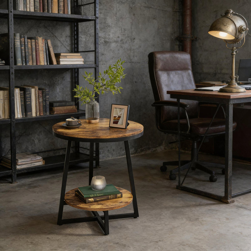 Table ronde rustique moderne, robuste, imperméable, résistante à l'usure et stable