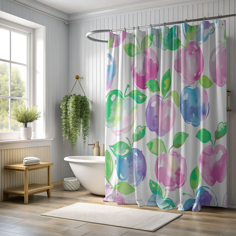 Chic Apple Designs - Rideau de douche standard 1 pièce, H 74 po x l 71 po