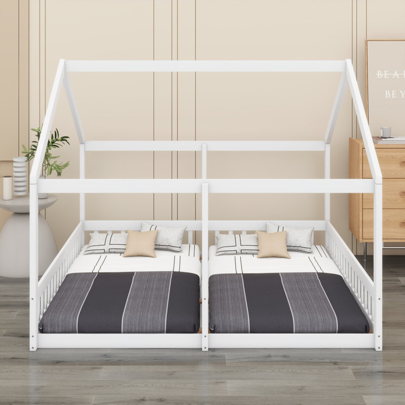House Platform Beds,Two Shared Beds, White
