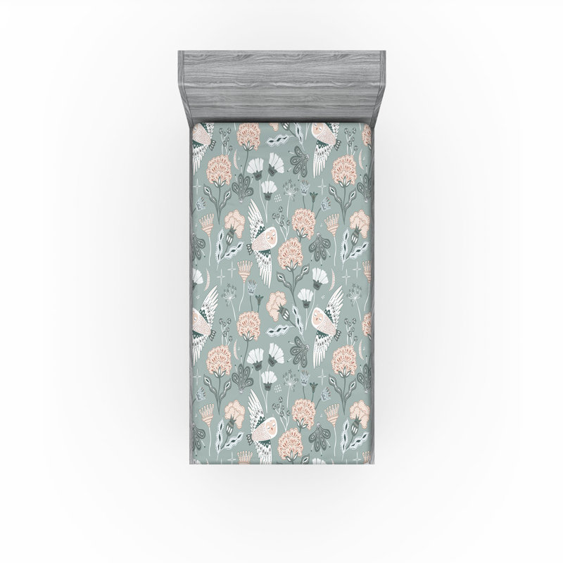 Drap-housse Ambesonne Birds and Nature, Drap-housse de taille simple