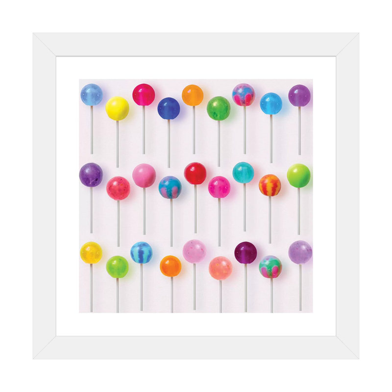 « Sucettes colorées » par Erin Summer-impression d’art graphique, Papier encadré blanc, Blanc, H 24 po x l 24 po x P 1 po