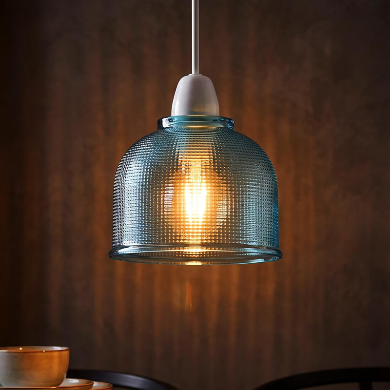 10 cm H Round Glass Lamp Shade, Blue