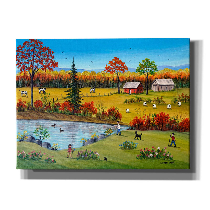 «Autumn par le ruisseau sur toile» par Sharon Mark, reproduction, H 12 po x l 16 po x P 0,75 po