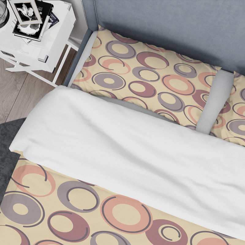 Ensemble de housse de couette rétro Mid-Century, Housse de couette très grand + 2 taies décoratives