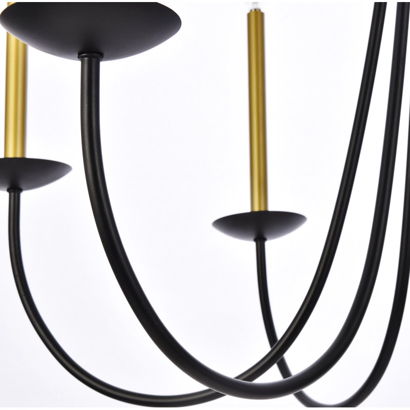 Baltray 6-Light Chandelier, Noir/laiton, H 35,3 po x l 42 po x P 42 po