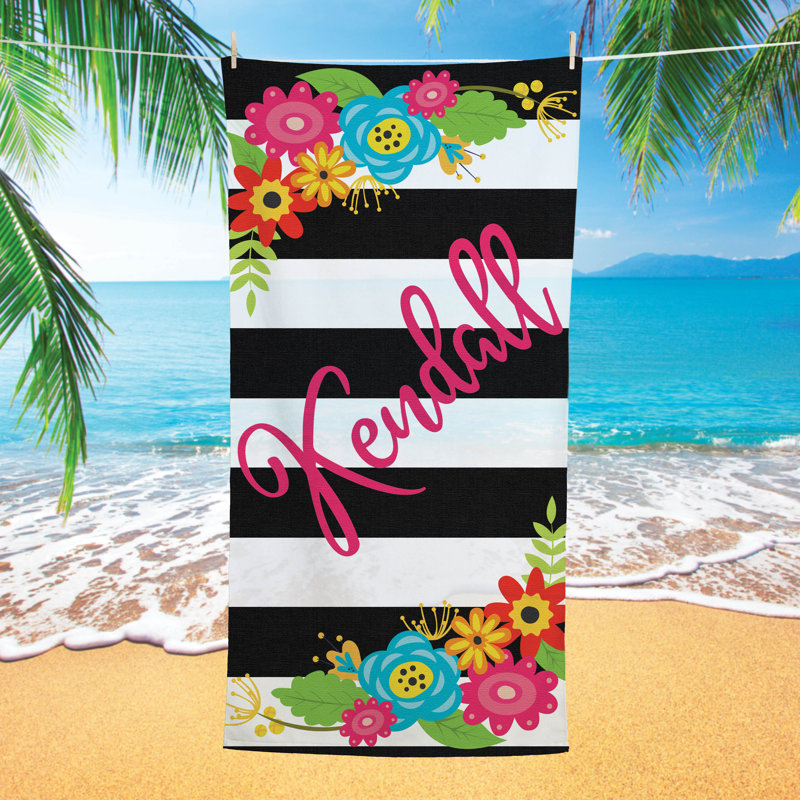 Serviette de plage florale à rayures Dhruv