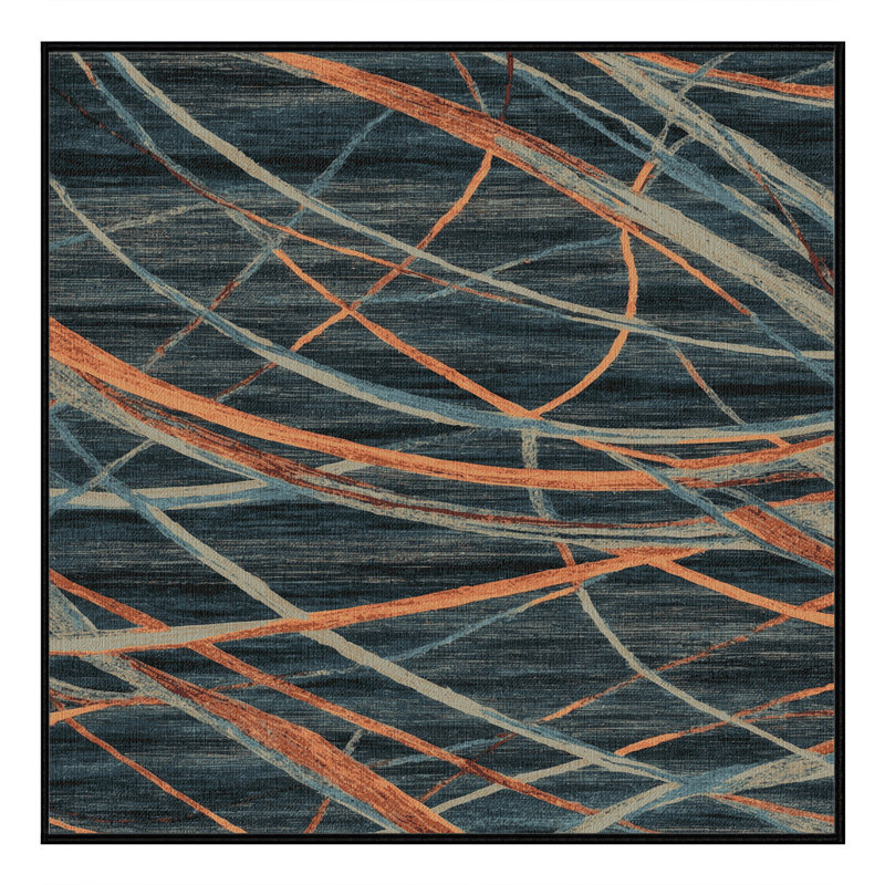 Machine Washable Space Black Area Rug, Square 4'