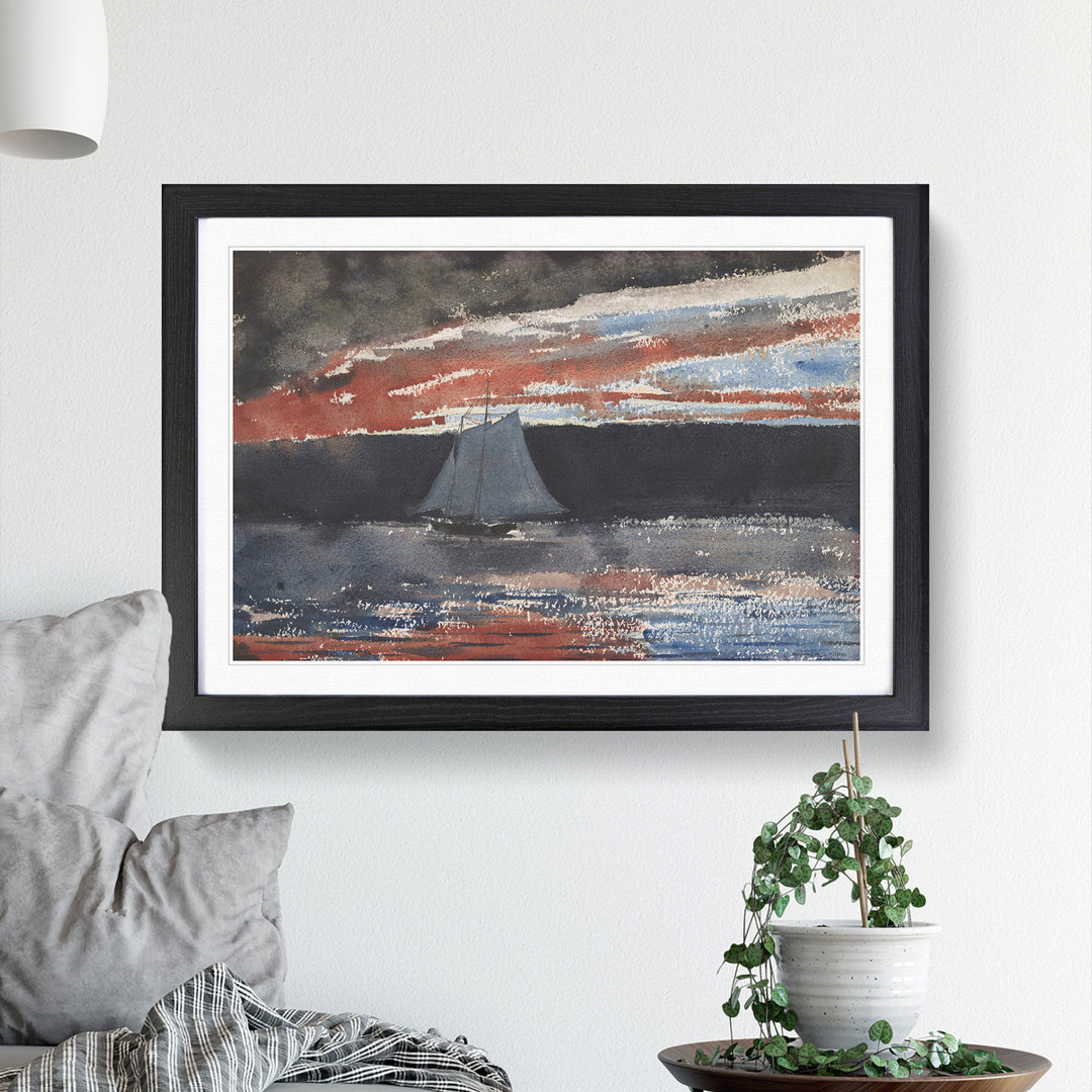 Schooner at Sunset by Winslow Homer - Picture Frame Painting