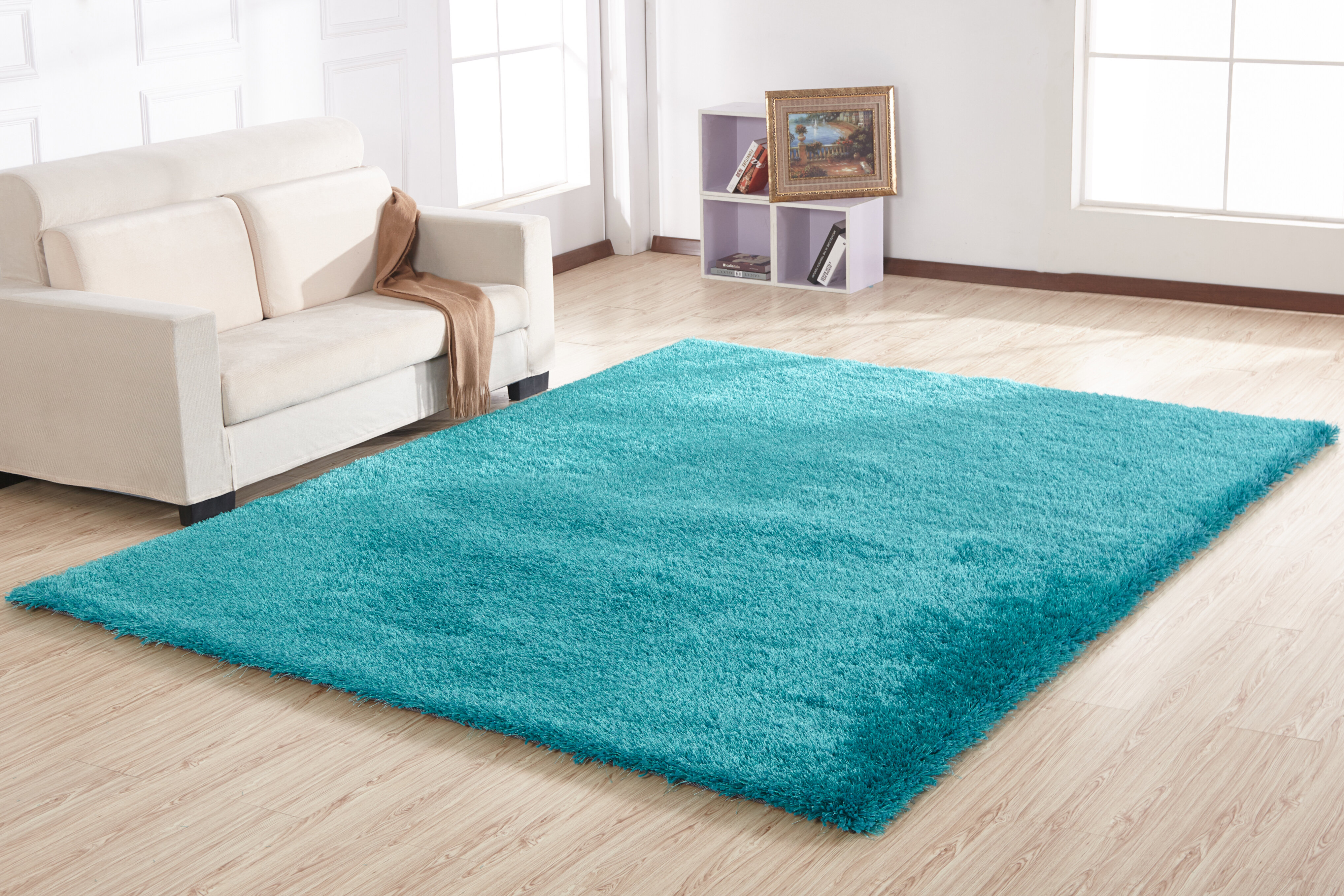 Latitude Run® Huya Hand-Tufted Turquoise Shag Area Rug & Reviews