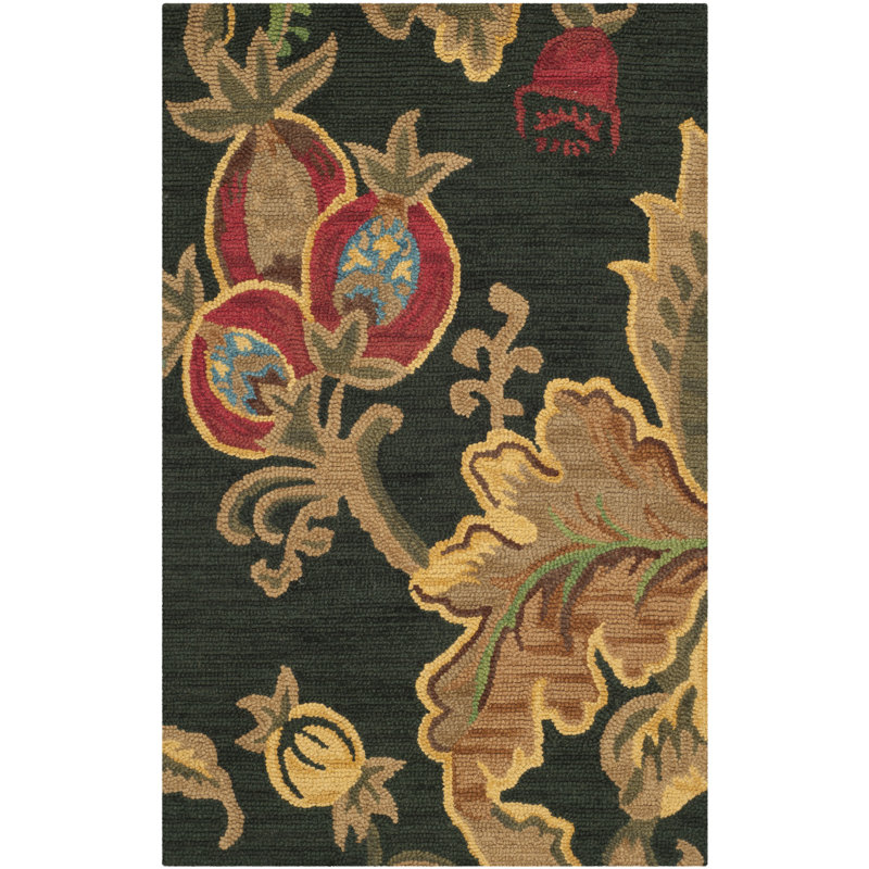 Tapis floral en laine touffeté à la main Arber Jardin, Rectangle 3 pi x 5 pi