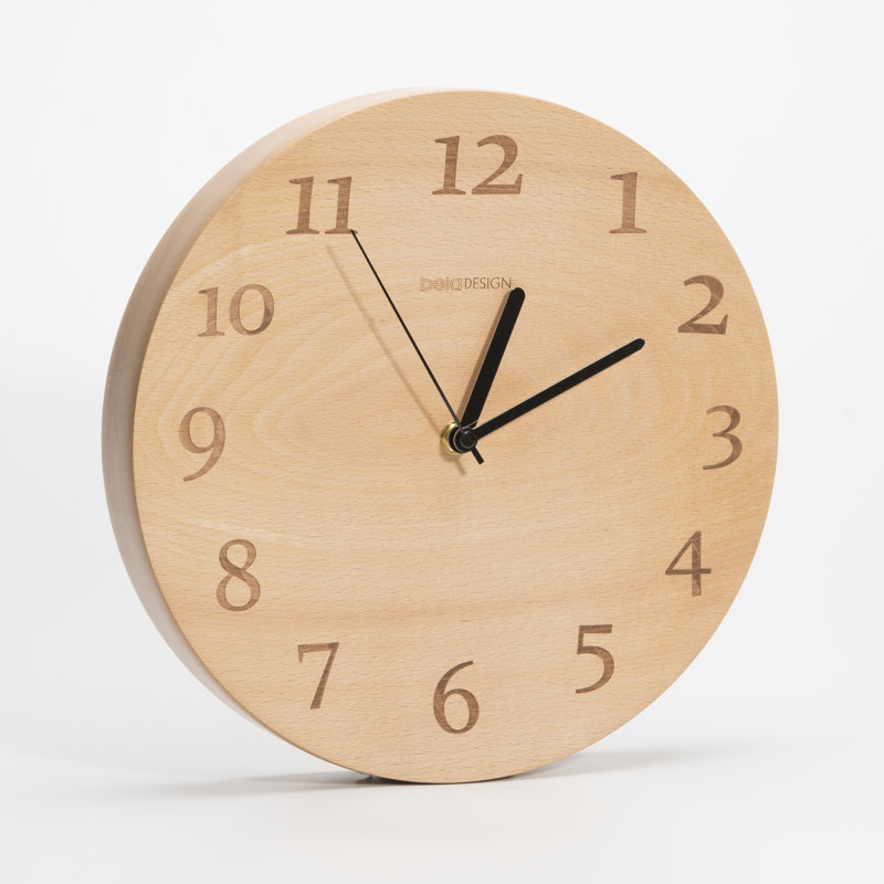Horloge murale en bois massif hêtre 8,7"