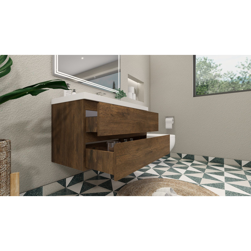 Base de meuble-lavabo simple mural 41,5 po seulement, Bois de rose