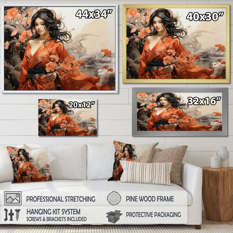 Asian Woman Beauty II " Asian Woman Beauty II ", Wrapped Canvas, 24" H x 32" W x 1" D