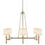 Lustre 6 lumières avec abat-jour tambour en tissu doré antique-655685159