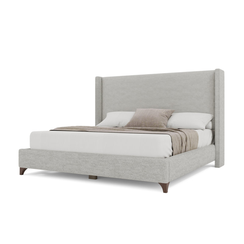 Lit tapissier Miliyah , Très grand lit, Tissu bouclé blanc