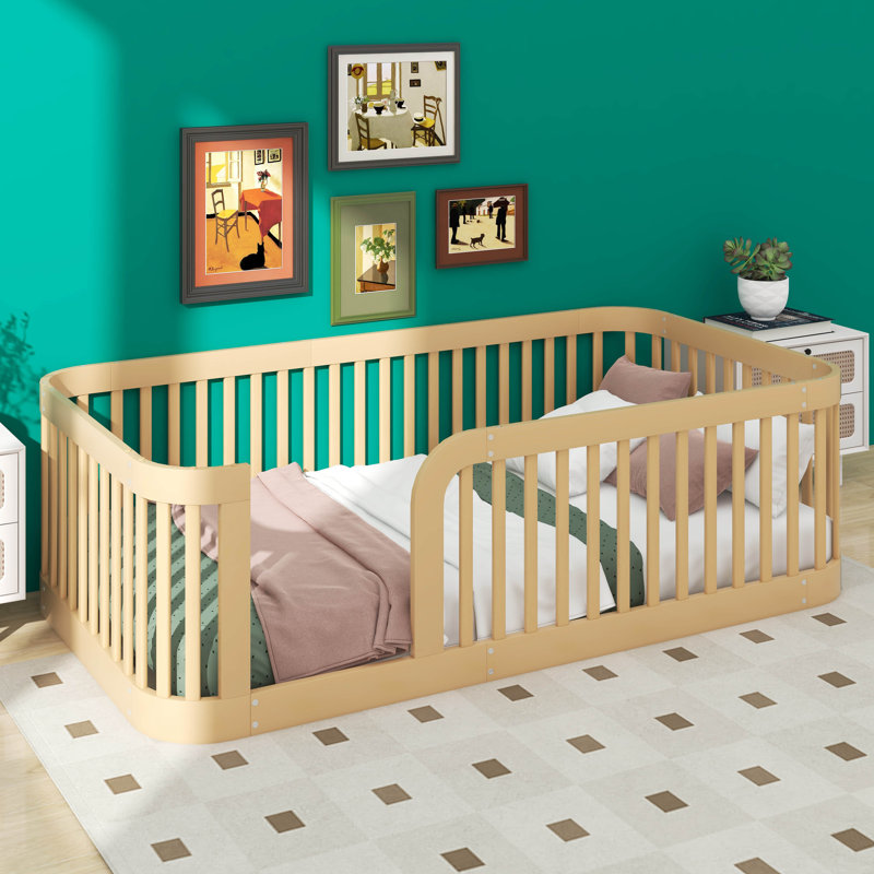 Structure de lit simple en bois massif, Naturel