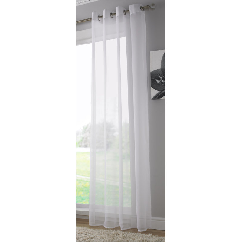 Jamie Eyelet Sheer Voile Curtain Panel, 144cm Width x 137cm Drop, White