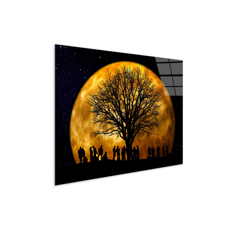 Man in the moon by Art Studio 57cm H X 76cm W CrystalArt Material Acrylic Glass Effect, Frameless Panel Lightweight Ready to Hang