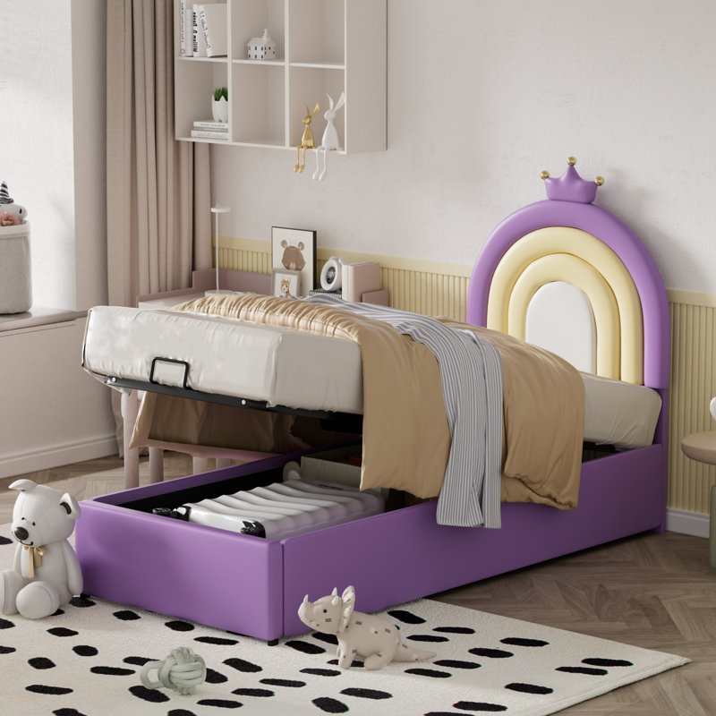 Jodie Upholstered Bed, Purple, European Single (90 x 200cm)