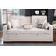 Causeuse-lit convertible en tissu avec console rabattable