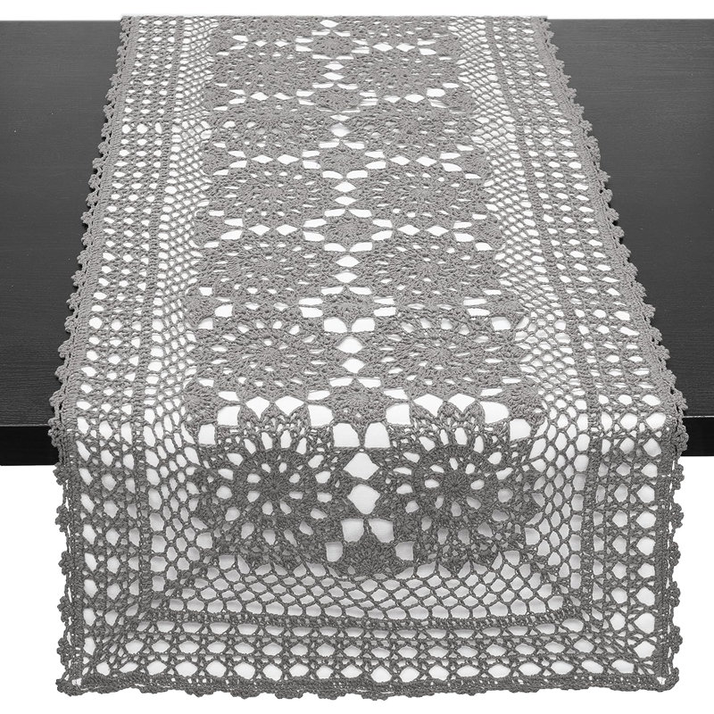 Rectangle Mandala Multi Occasion Cotton Table Runner, 72" x 16", Slate