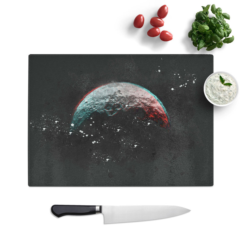 Tempered Glass Moon Chopping Board, 28.5 cm x 39 cm