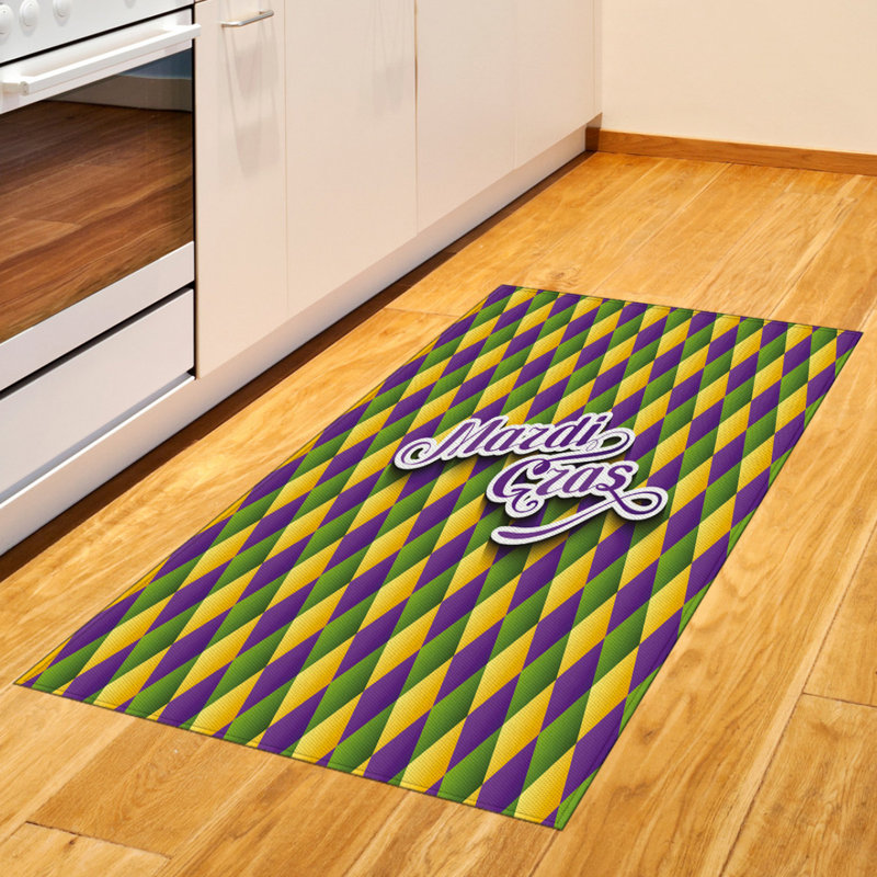 Tapis décoratif en fibres de polyester à haute densité Mardi Gras, Rectangle 2 pi 7 po x 5 pi