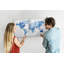 Magnetic Memo Board Whiteboard - 120 x 60 cm - With Marker and Magnets - World map watercolor