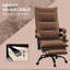Fauteuil de bureau brun avec chauffage et massage par 6 vibrations, double rembourrage chauffant à 6 points, rembourrage, accoudoir, repose-pieds, microfibre, brun, soulagement du coude