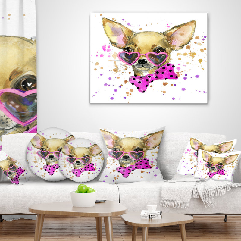 Chiot animal avec coussin aquarelle, Rectangulaire, 12 po x 20 po