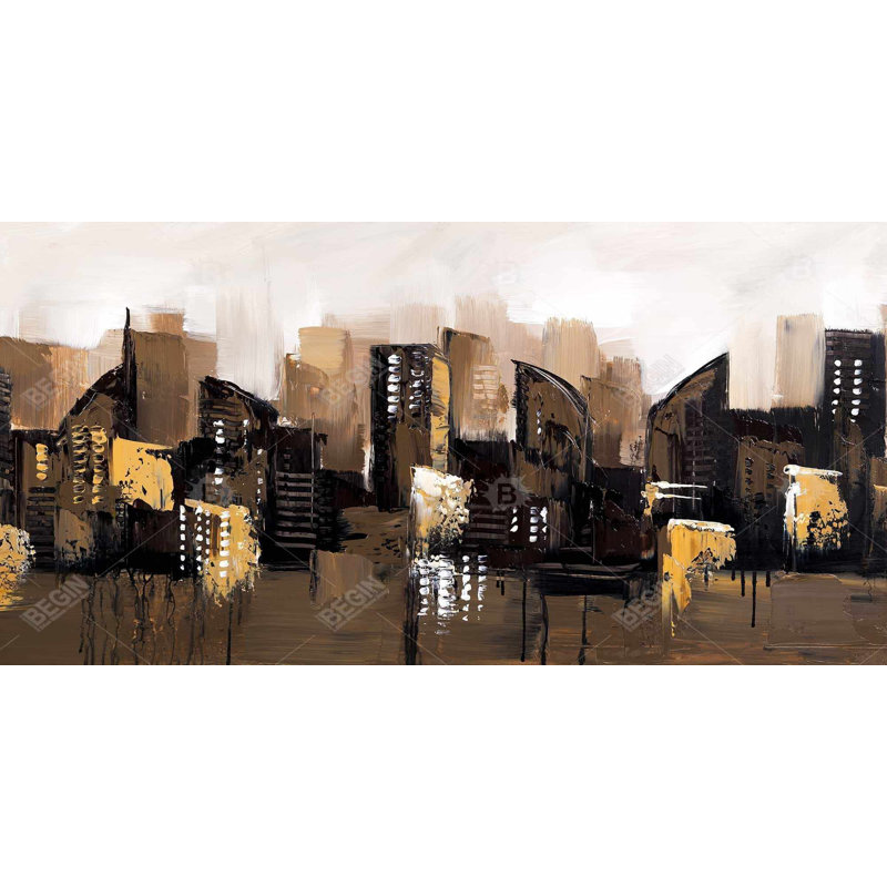 Brown abstract cityscape - 15.75"x31.50" Desk mat