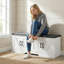 Banc de rangement à 2 niveaux, banc à chaussures de 47,2 po de largeur avec coussin de siège rembourré, banc d'entrée avec 4 portes de grange et tablette réglable, blanc-129191532