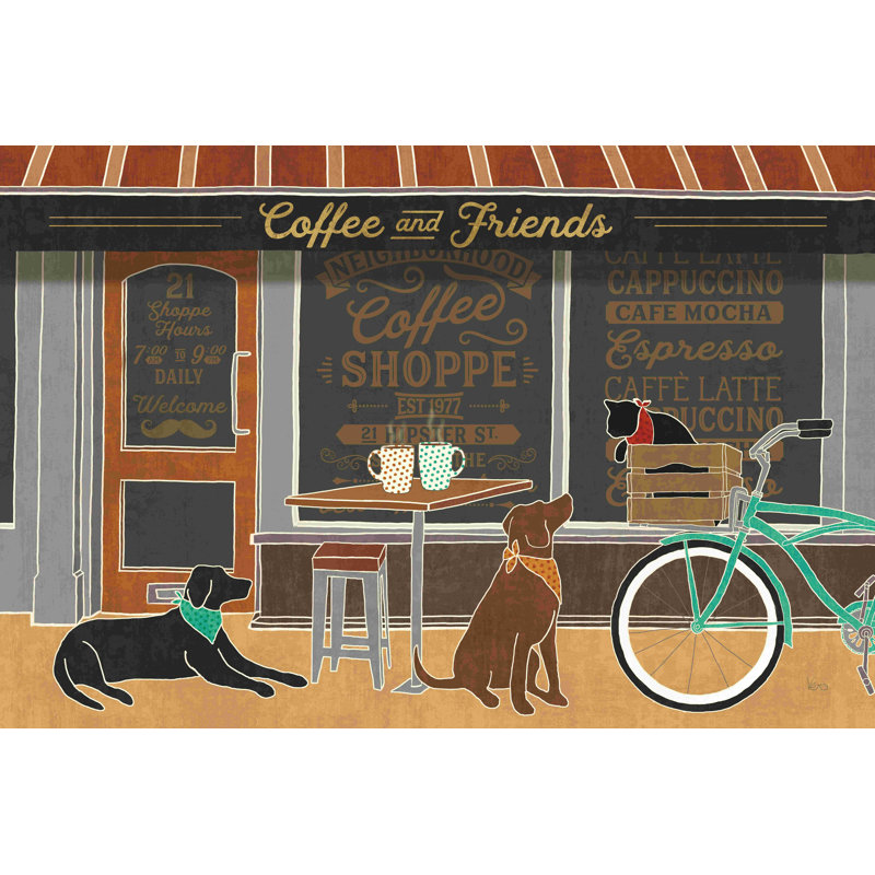 Café et amis - brun, H 12 po x l 18 po